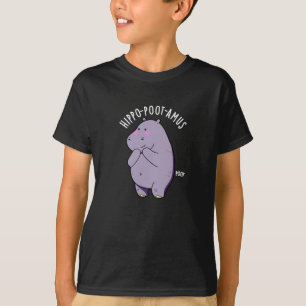 Hippo-poot-amus Funny Farting Hippo Pun Dark BG T-Shirt