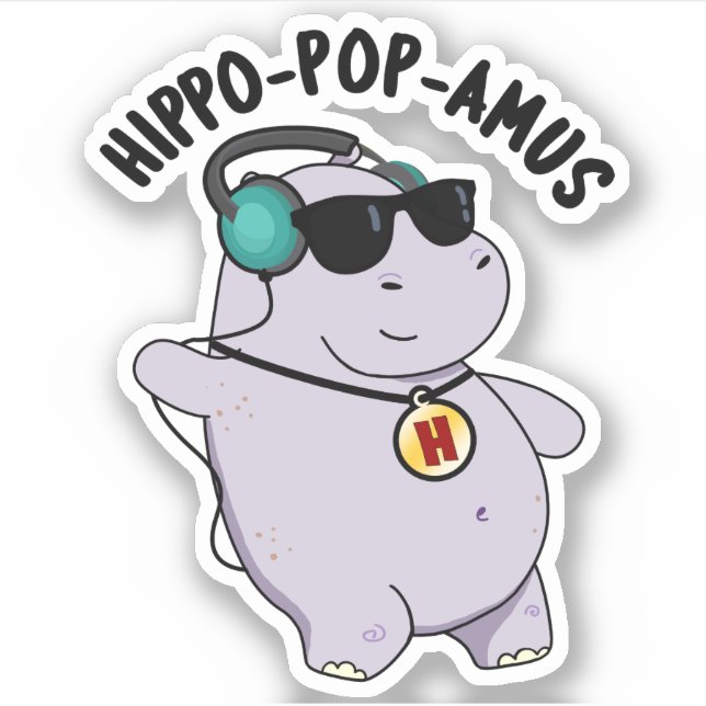 Hippo-pop-amus Funny Pop Music Hippo Pun  (Front)