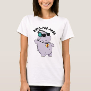 Hippo-pop-amus Funny Pop Music Hippo Pun T-Shirt