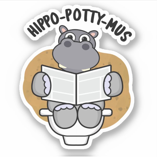 Hippo-potty-mus Funny Animal Hippo Pun  (Front)