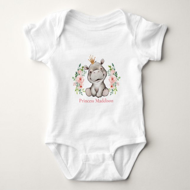 Hippo Princess Baby Bodysuit (Front)