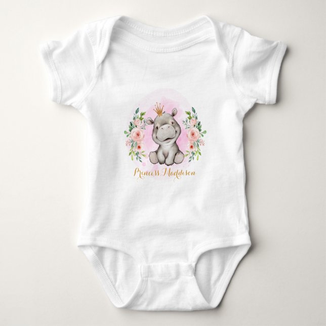 Hippo Princess Baby Bodysuit (Front)