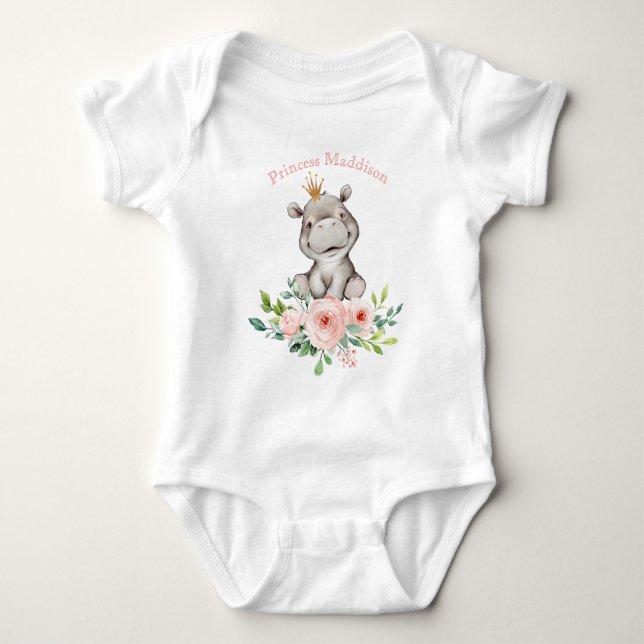 Hippo Princess Baby Bodysuit (Front)