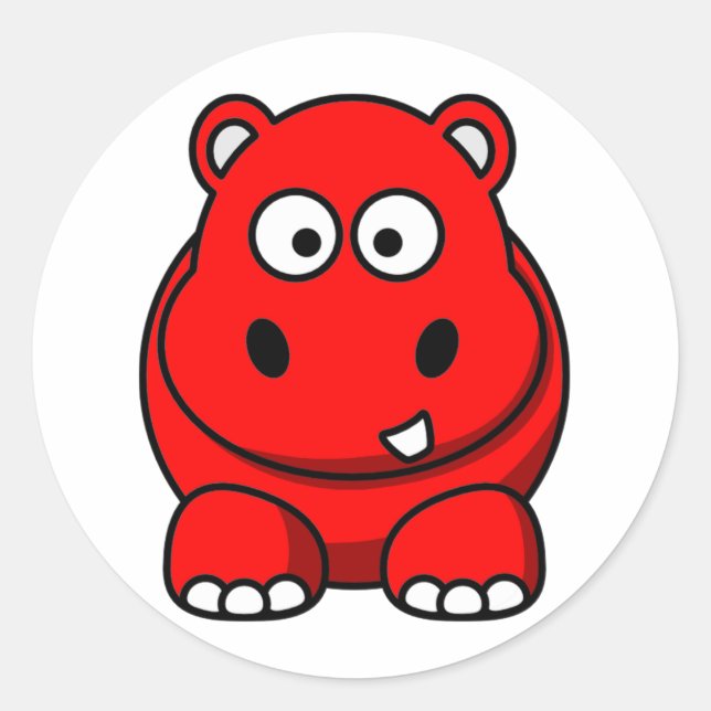 Hippo Red Classic Round Sticker (Front)