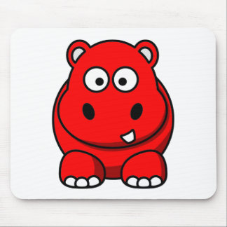 Hippo Red Mouse Mat