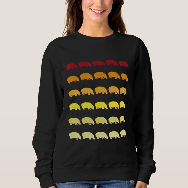 Hippo Retro Animal Pattern Sweatshirt (Front)