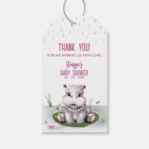Hippo River Adventure Girl Baby Shower Gift Tags