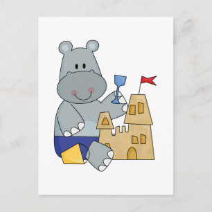 Hippo Sand Castle T-shirts and Gifts Postcard