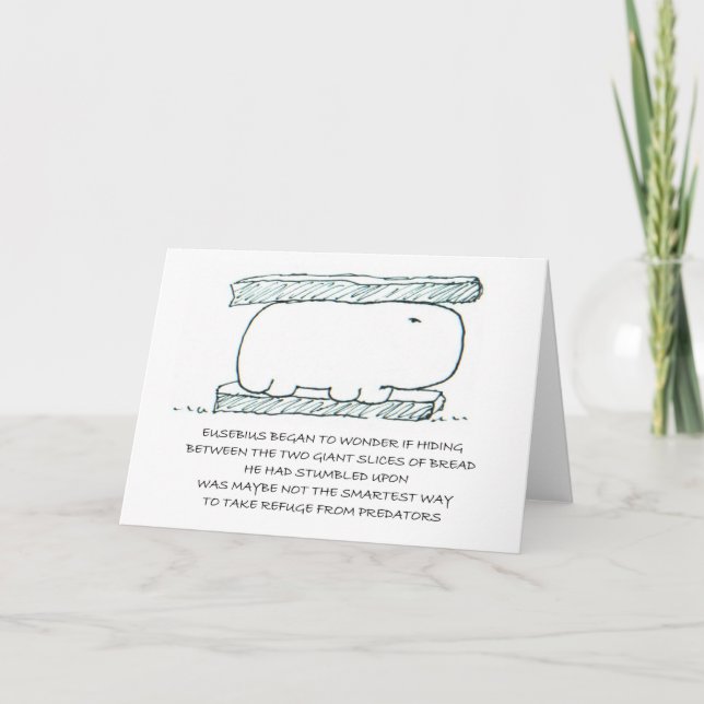 HIppo Sandwich Humourous Greeting Card (Front)