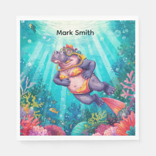 Hippo Scuba diver underwater  Napkin