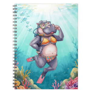 Hippo Scuba diver underwater Notebook