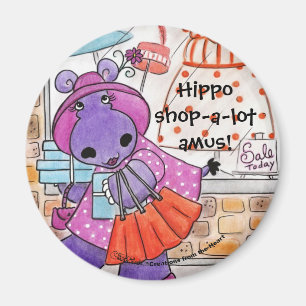 Hippo Shopping-Hippo shop-a-lot amus! Magnet