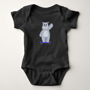 Hippo Skater Skateboard Baby Bodysuit