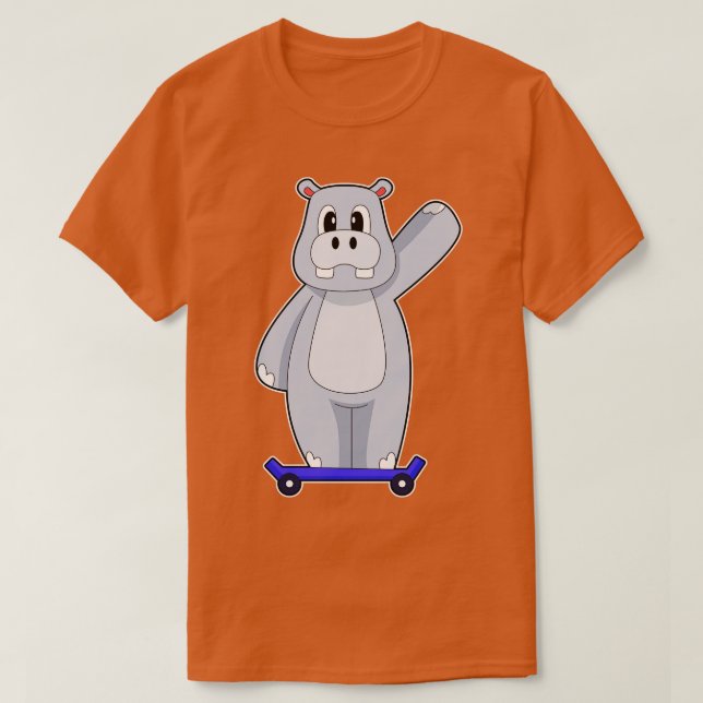 Hippo Skater Skateboard T-Shirt (Design Front)