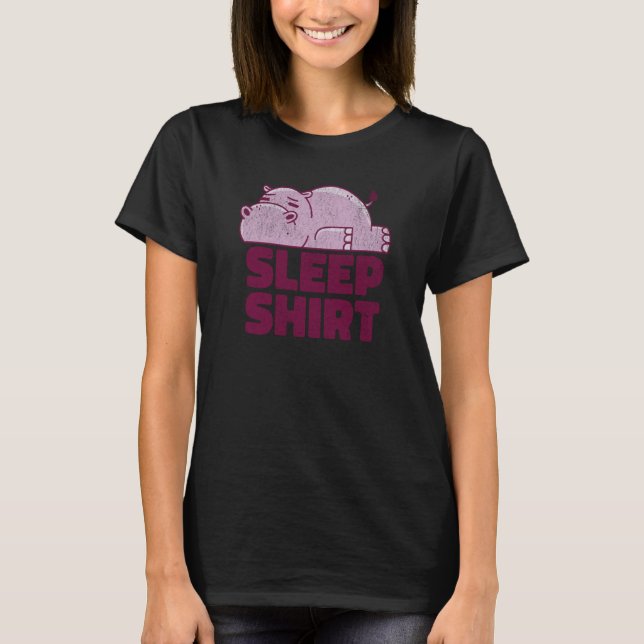 Hippo Sleep Nap Taker Lazy Animal Sarcastic Retro T-Shirt (Front)