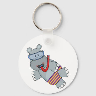 Hippo Snorkeler T-shirts and Gifts Key Ring