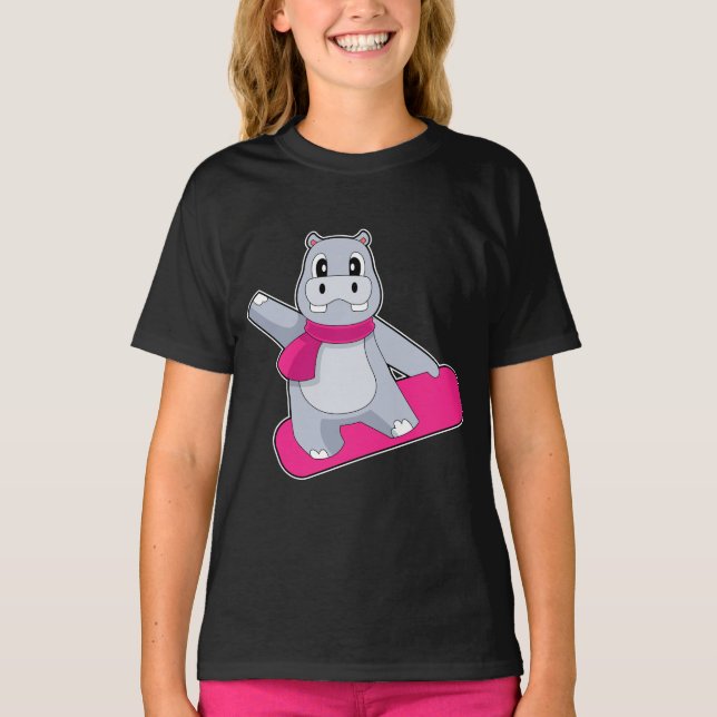 Hippo Snowboard Winter sports T-Shirt (Front)