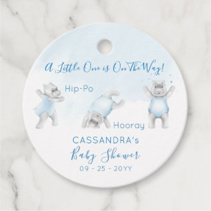 Hippo Somersault Baby Shower Favour Tags