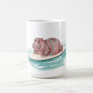 Hippo Surfer on surf board Coffee Mug