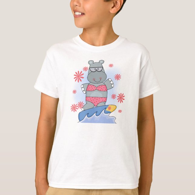 Hippo Surfing Tshirts and Gifts (Front)