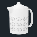 hippo teapot<br><div class="desc">Cute line drawing of a hippo as a repeated image makes a playful tea time for you and your guests.  Great for a black and white kitchen</div>