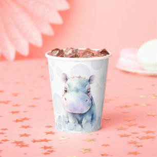Hippo Themed Baby Shower Paper Cups
