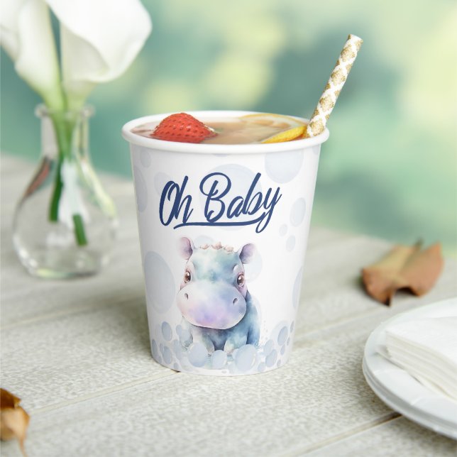 Hippo Themed Baby Shower  Paper Cups (Insitu)