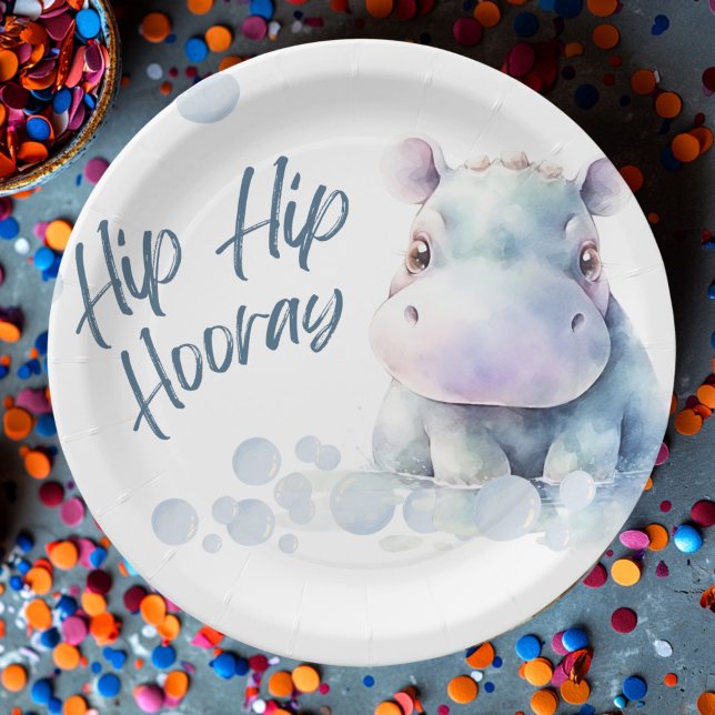 Hippo Themed Baby Shower  Paper Plate (Creator Uploaded)