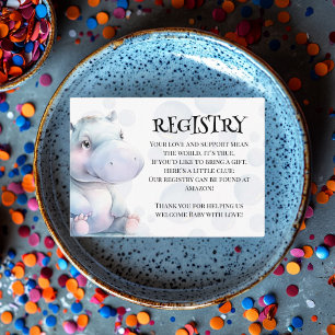 Hippo Themed Baby Shower Registry Enclosure Card