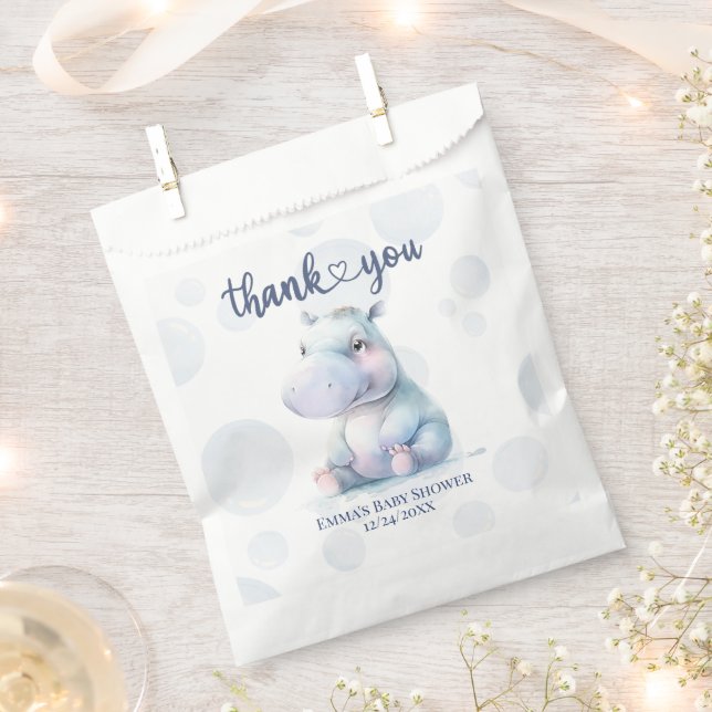 Hippo Themed Baby Shower Thankyou  Favour Bags (Clipped)