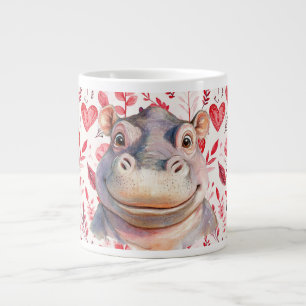 Hippo  Valentine's Day with lots of hearts Large Coffee Mug