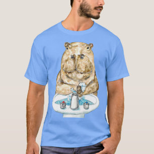Hippo washing hands bath watercolor painting T-Shirt