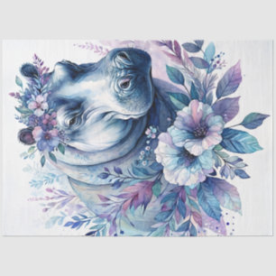 Hippo Watercolor Floral Art Tissue Paper