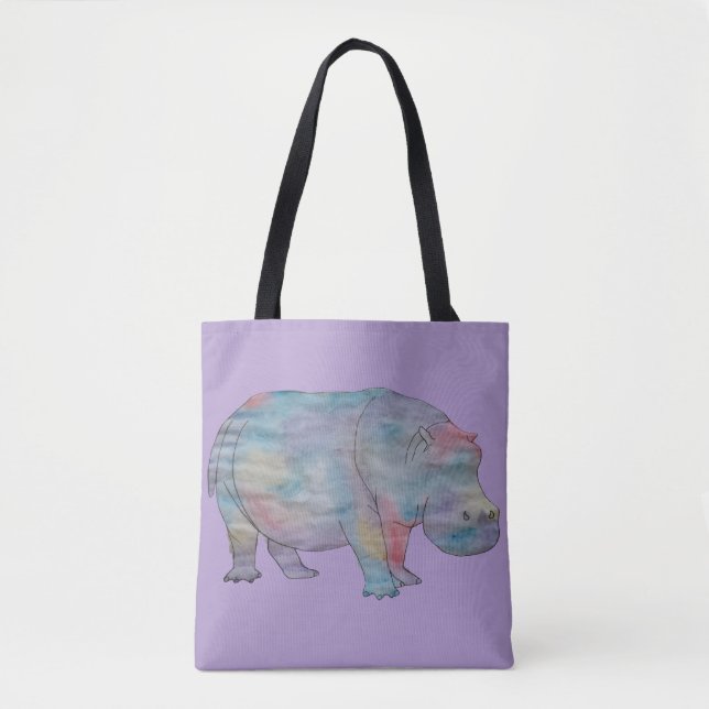 Hippo watercolour tote bag (Front)
