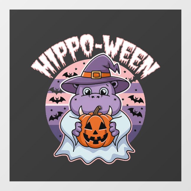 Hippo-ween Spooky Halloween Moo Deng Hippo Ghost Window Cling (Sheet)