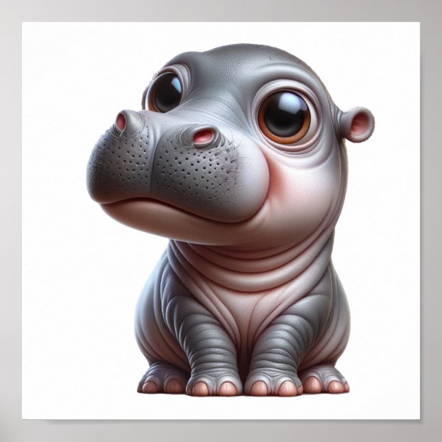 Hippo Whimsy Adorable Cartoon Hippo Character Poster (Front)