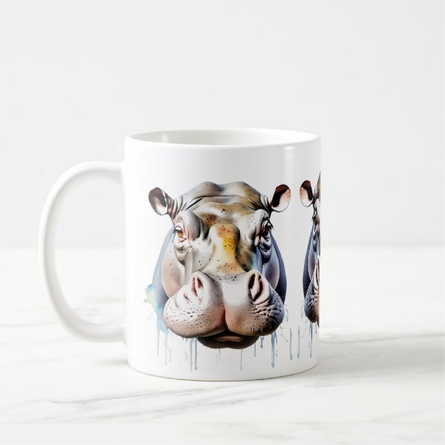 Hippo Wildlife & Nature Water Colour Set Coffee Mug (Left)