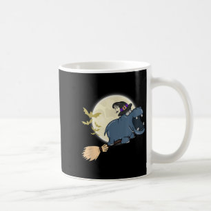 Hippo Witch Hat Riding Broom Stick Zoo Animal Love Coffee Mug