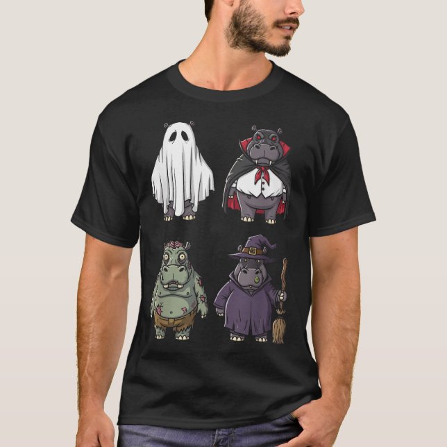  Hippo Witch Zombie Halloween Costume  T-Shirt (Front)