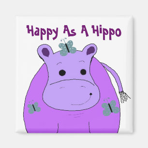 Hippo With Butterflies Magnet