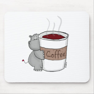 Hippo with Coffee Mouse Mat