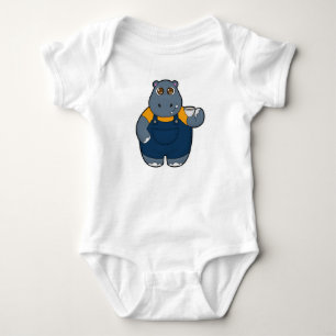 Hippo with Cup of Coffee Baby Bodysuit