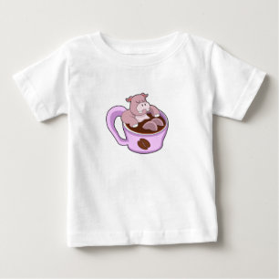 Hippo with Cup of Coffee Baby T-Shirt