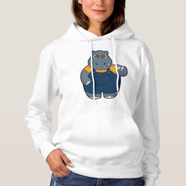 Hippo with Cup of Coffee Hoodie (Front)