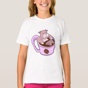 Hippo with Cup of Coffee T-Shirt