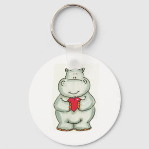 Hippo with Heart Key Ring