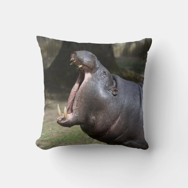 Hippo with His Mouth Open Cushion (Front)