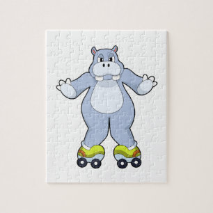 Hippo with Roller skates Jigsaw Puzzle
