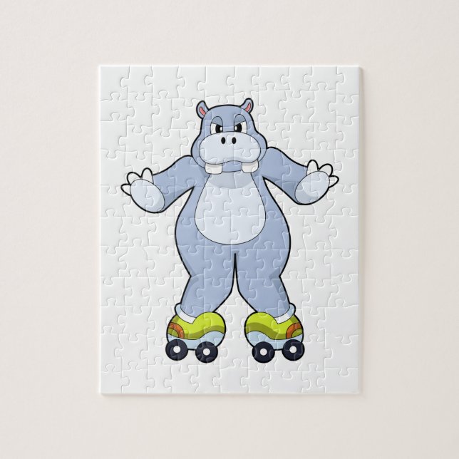 Hippo with Roller skates Jigsaw Puzzle (Vertical)