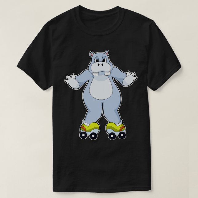 Hippo with Roller skates T-Shirt (Design Front)